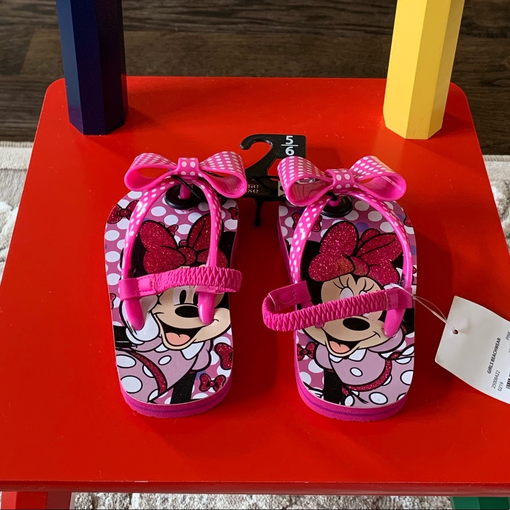 Minnie Mouse, bow-top/sling back flip flops